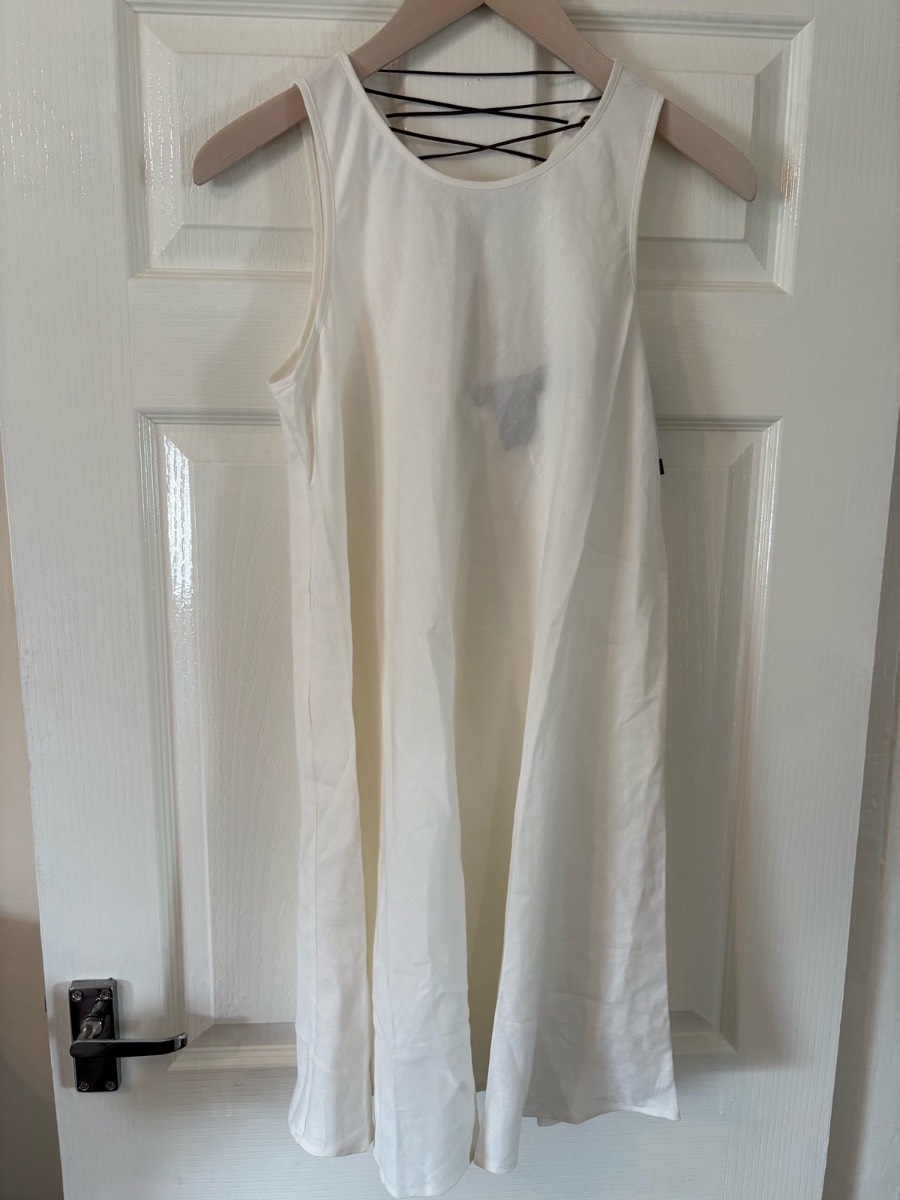 The Rushing Hour 100% Linen White Lace Up Back Dress BNWT Size M Fairtrade