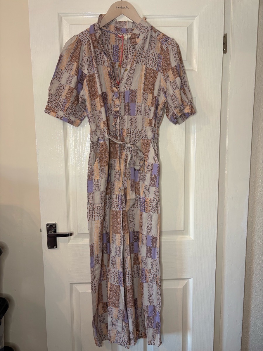 White Stuff Arabella Printed Linen Blend Jumpsuit UK 10