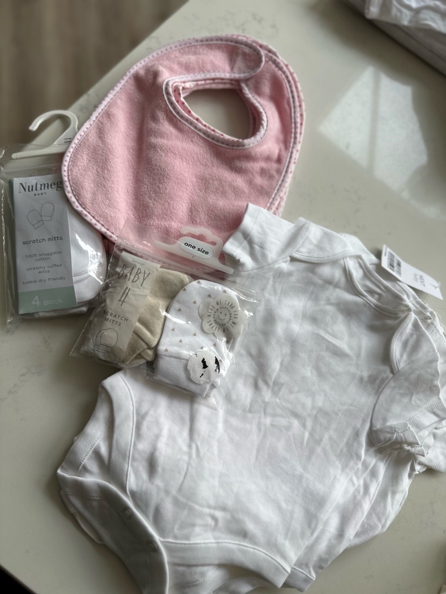 Brand New Baby Essentials Bundle | Up To 3 Months | Next Bodysuits, Bib, Scratch Mitts | BNWT