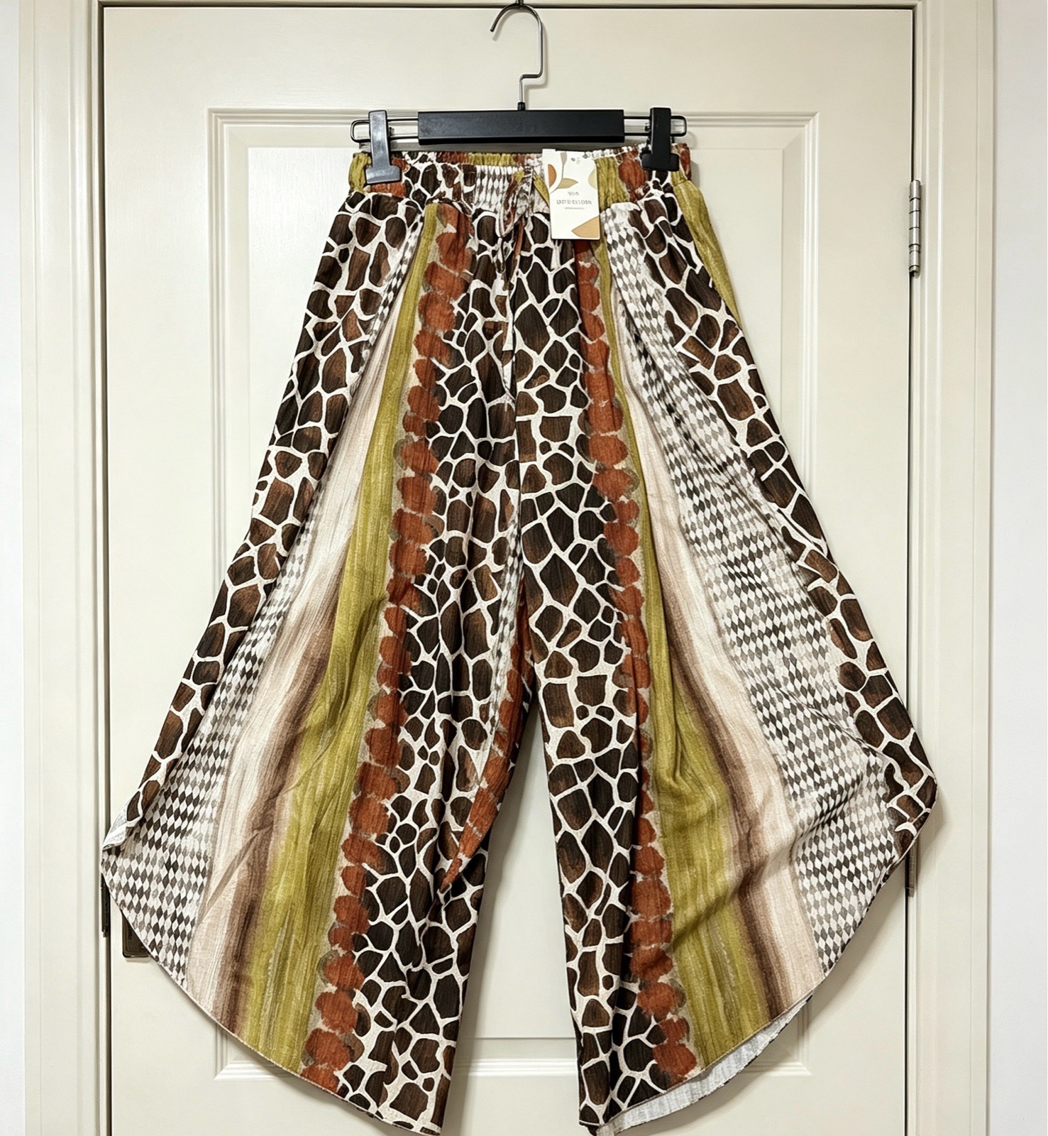 ✨ BNWT Giraffe Print Wide Leg Trousers – One Size – Fits Up to UK 14 ✨