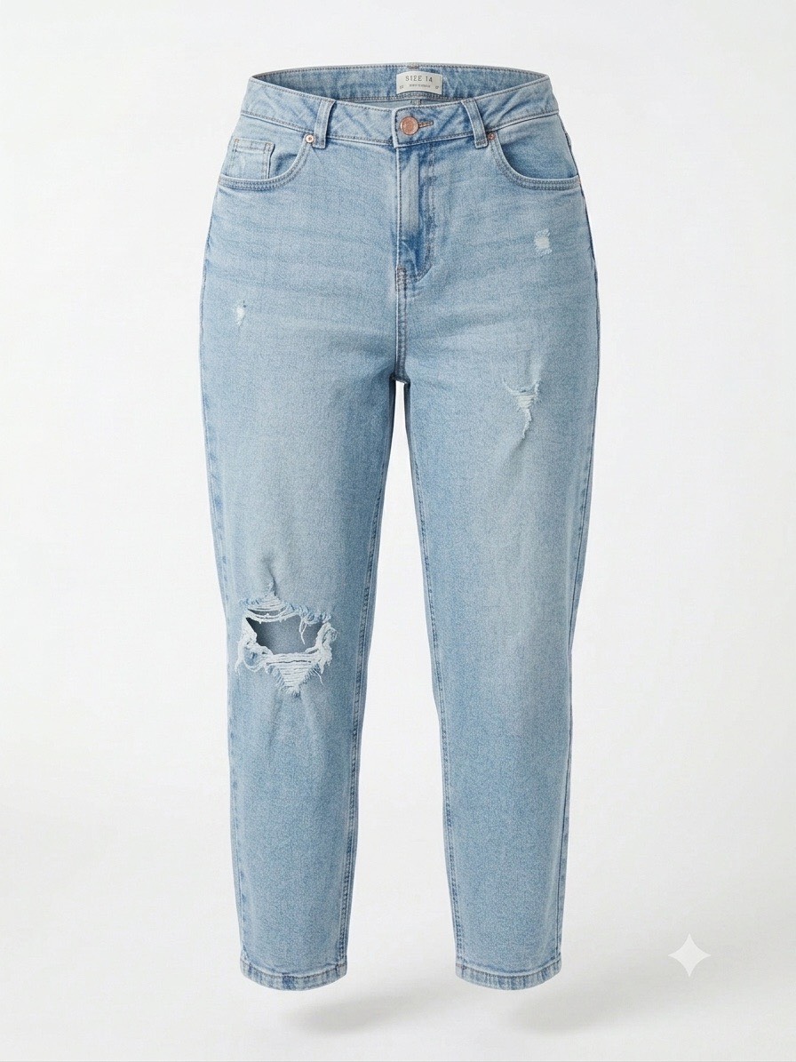 Papaya Women’s ‘Riley’ Light Wash Cotton Mom Jeans - UK  14 W34 L28.5