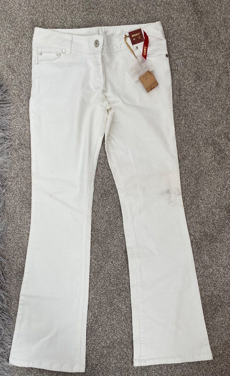 Denim Co White Flared Cotton Mid Rise Jeans - UK 10, 30W, 31L