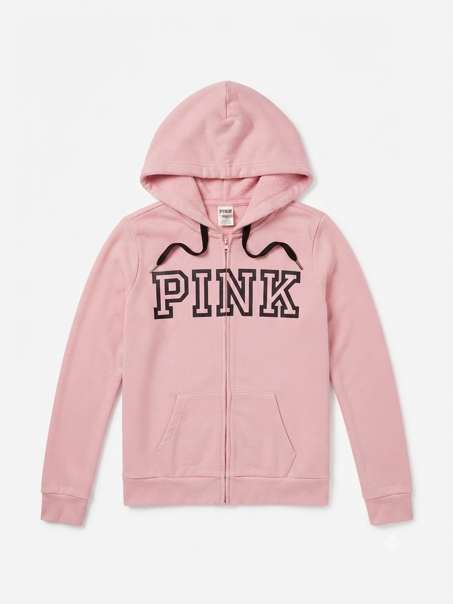 Victoria’s Secret “PINK” Light Pink Full-Zip Hoodie Jacket – UK S (S / P / CH)