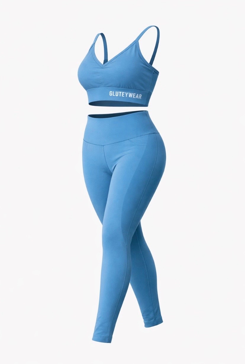 Gluteywear 2-Piece Activewear Sports Bra & Full Length Leggings Gym Set - UK S/M (8/10/12)