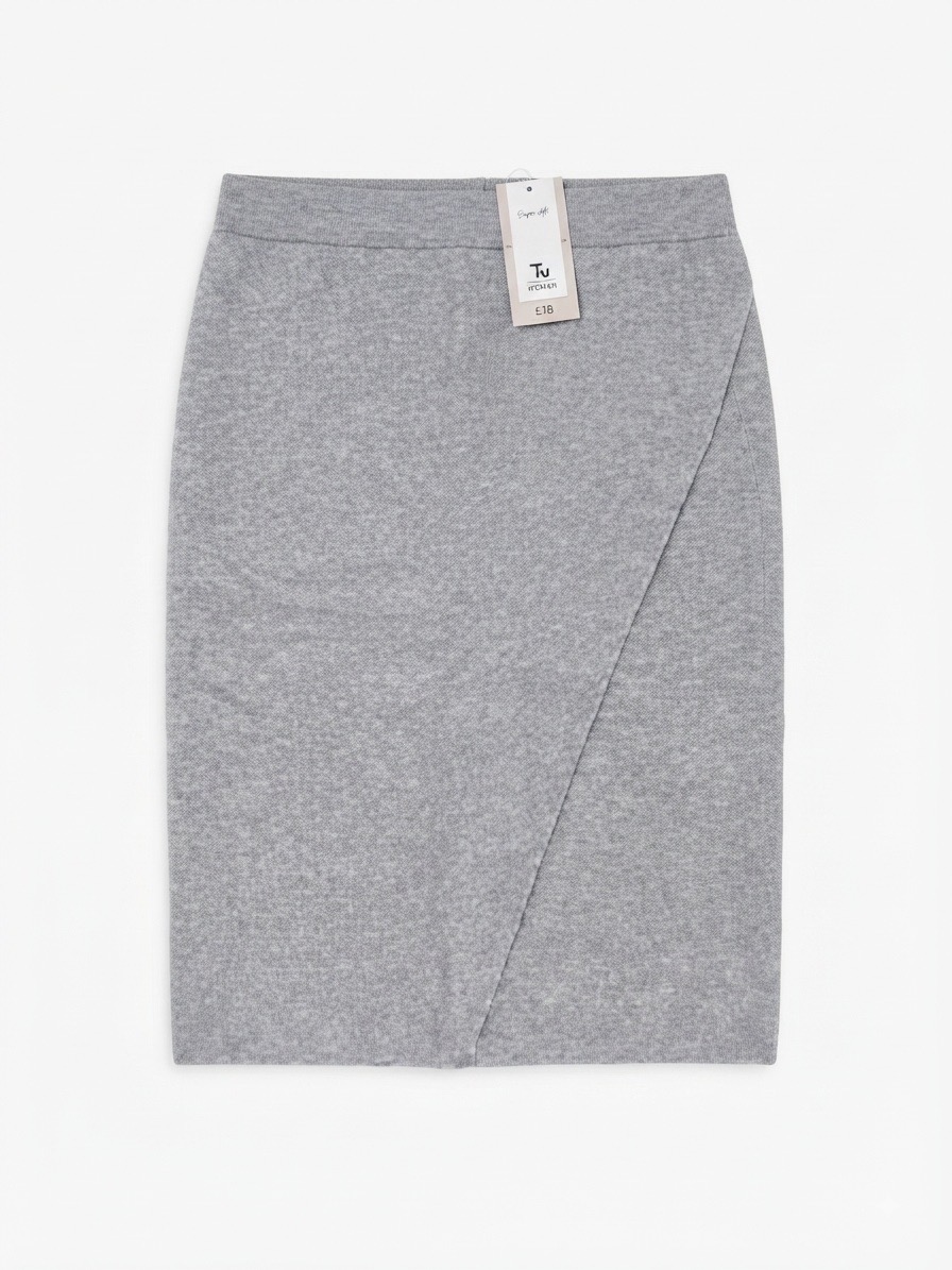 Tu Woman Grey Modern Edge Knitted Wrap Midi Skirt - UK 8, 26W