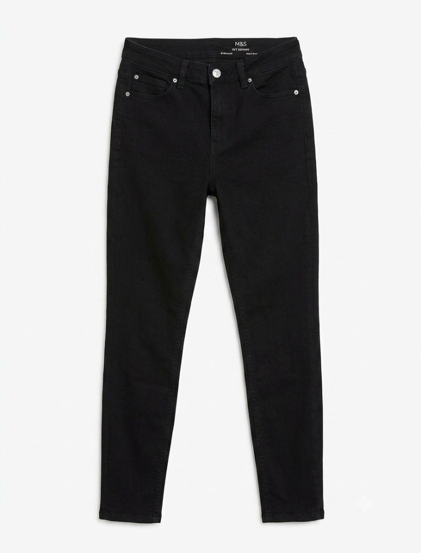 M&S “Ivy Skinny” Black Denim Stretch Fit Ankle Jeans - UK 10R 28W 27L