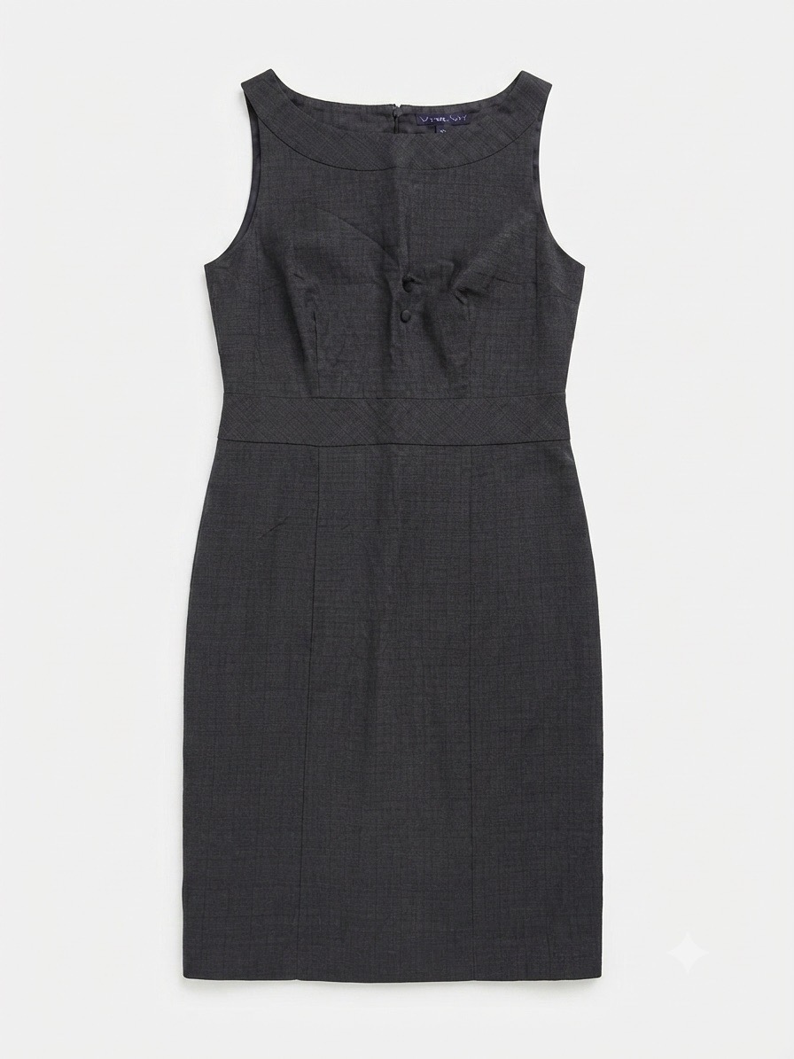 H&M Charcoal Grey Plaid Check Work Dress Pencil Sheath Office - UK 12