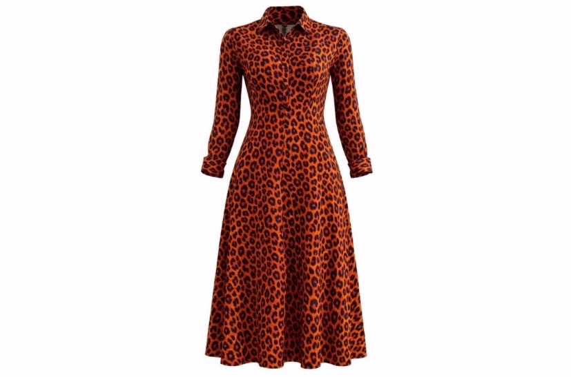 Primark Bold Statement Orange Leopard Print Maxi Dress - UK 8