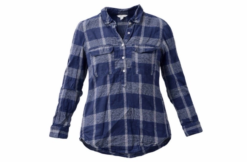 Monsoon Lightweight 100% Linen Blue Plaid Shirt Top – UK 8