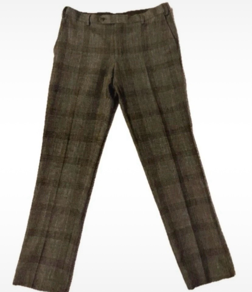 Next Grey & Black Tailored Smart Slim Fit Checked Trousers - UK 34W / 31L