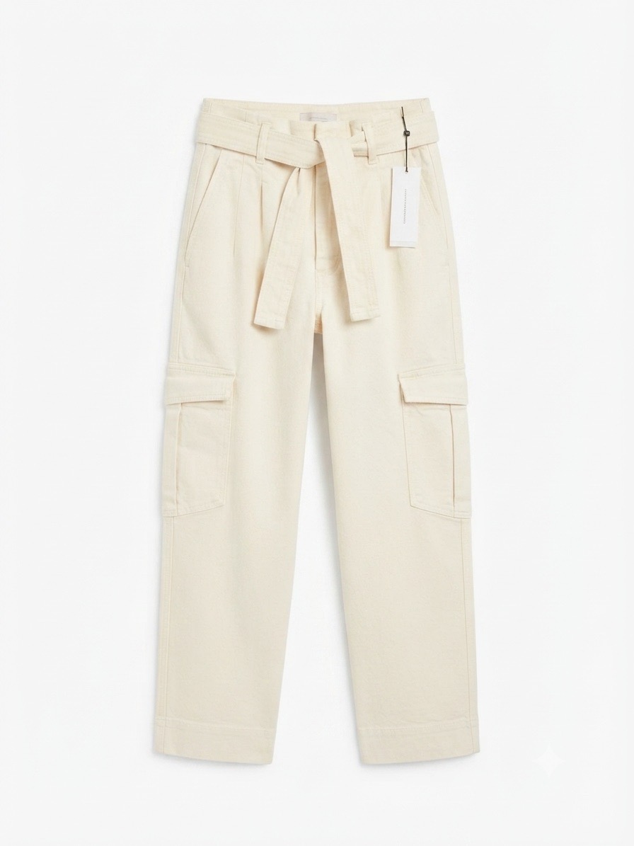 French Connection Cotton Blend Pleated Cargo Trousers - UK 8