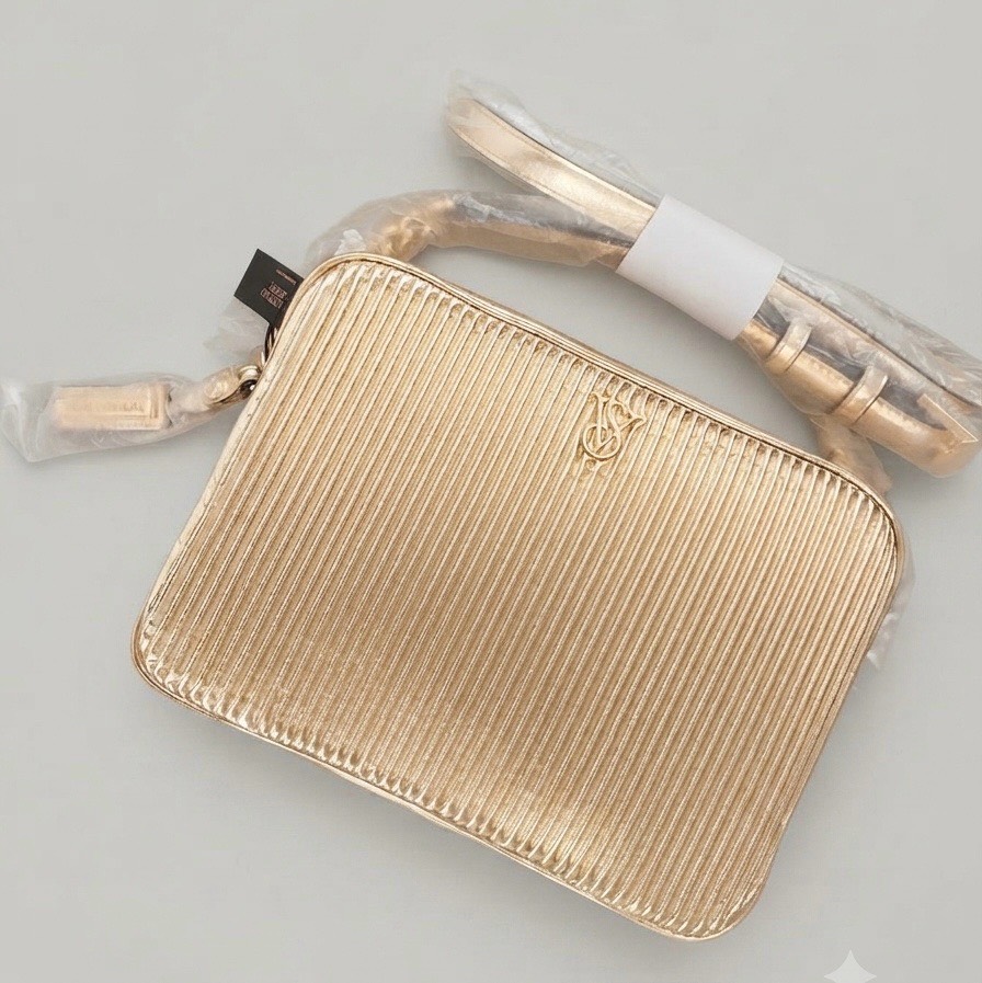 Victoria's Secret Metallic Gold Fluted Crossbody Bag