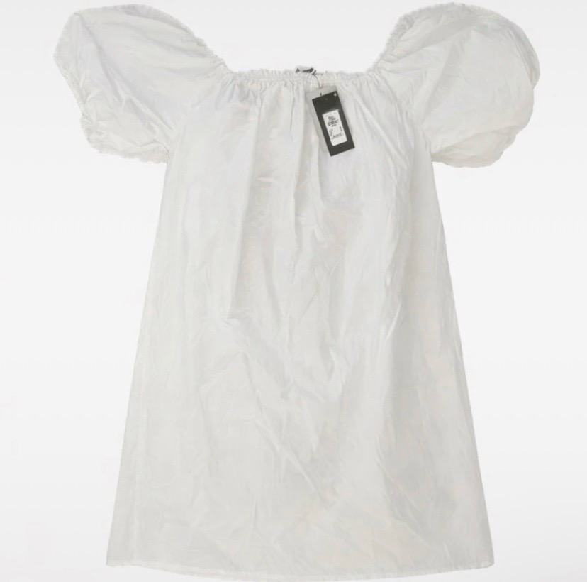Primark White Cotton Summer Puff Sleeve Holiday Casual Dress - UK 10