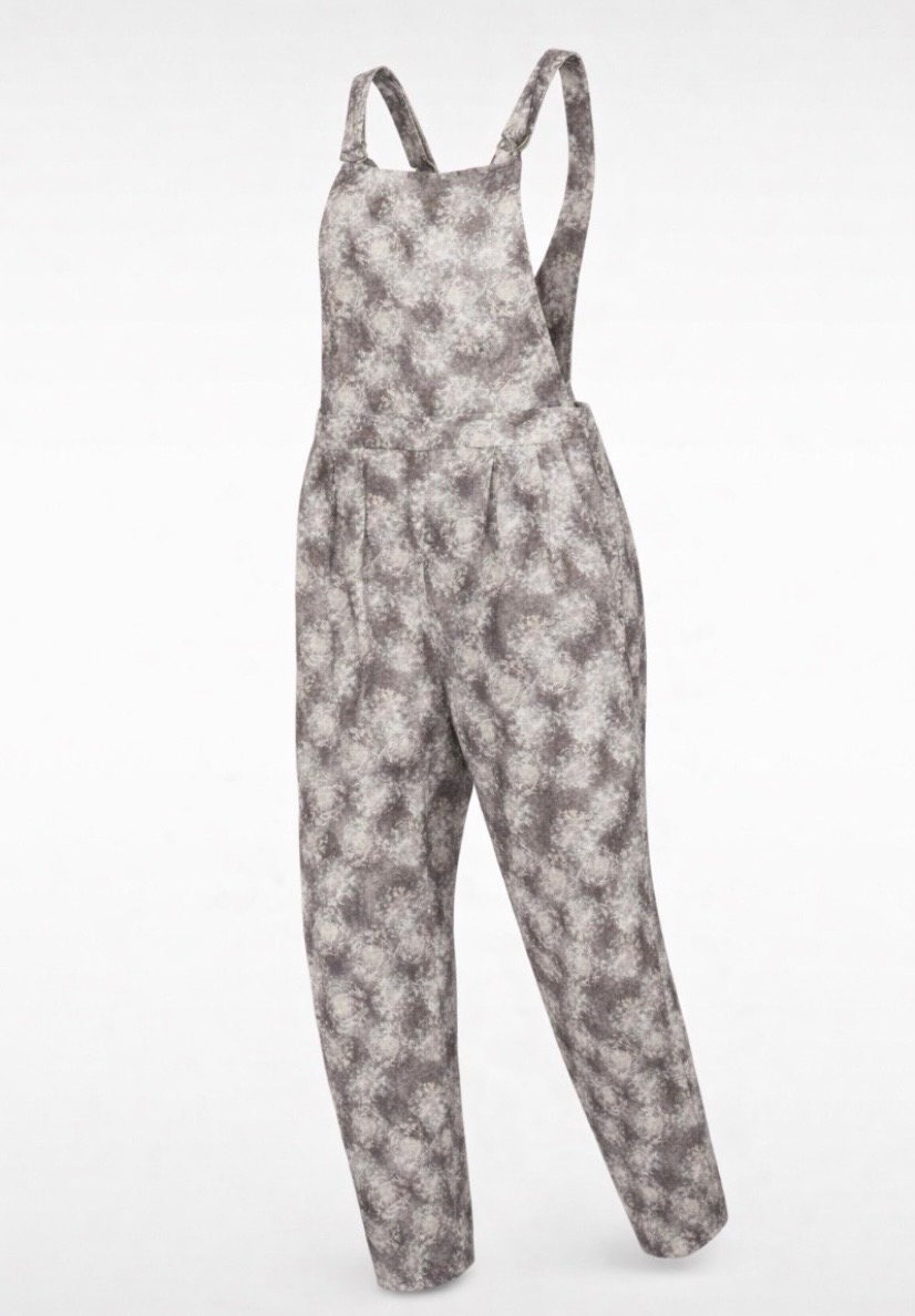 Topshop Lilac & White Lightweight Patterned Dungarees Full Length - UK 10