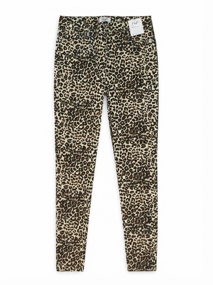 F&F Leopard Cotton Blend High-Rise Skinny Jeans (Ankle) - UK 12, 30W, 26.5L