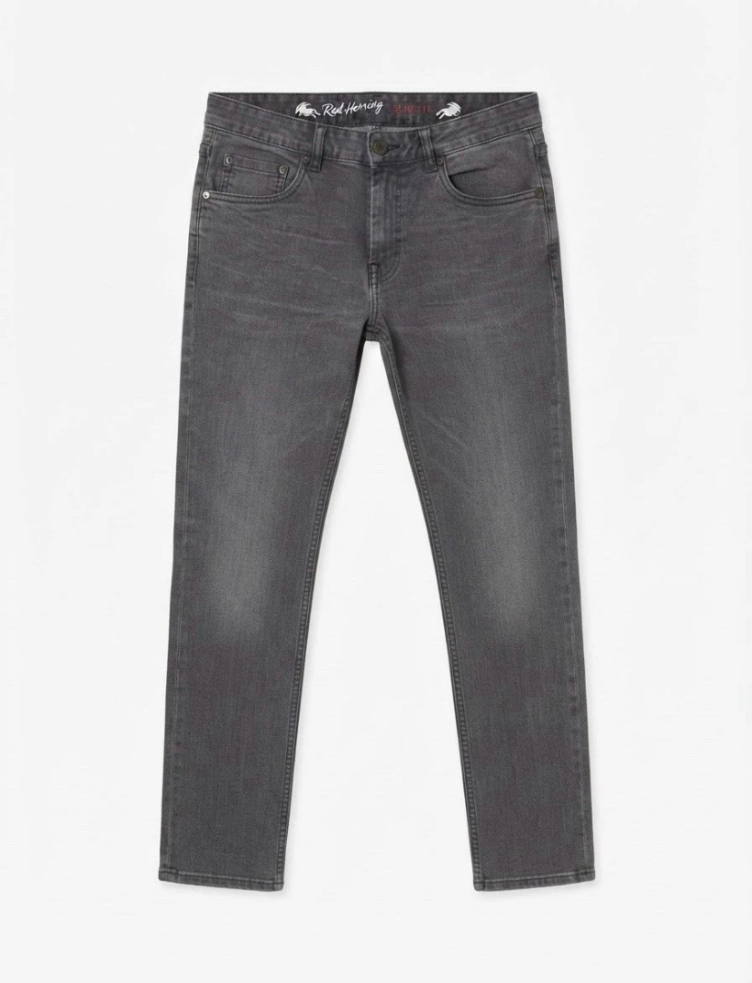 Red Herring Grey Slim Fit Cotton Denim Straight Leg Jeans - 34W 31L