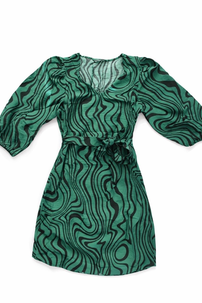 F&F Women’s Lightweight Emerald Green Abstract Midi Dress & Belt - UK 10