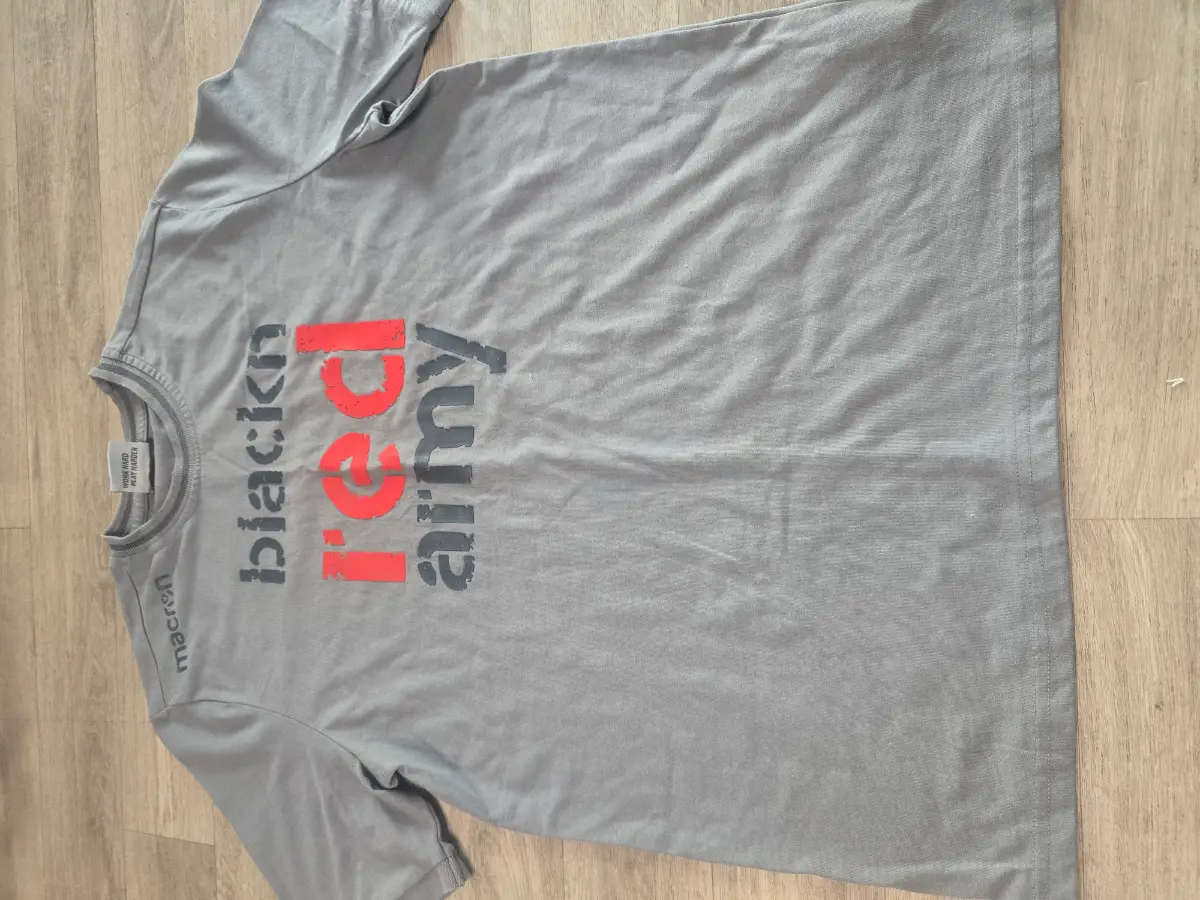 Macron Grey "Black Red Army" Ultras Supporter T-Shirt - Size M