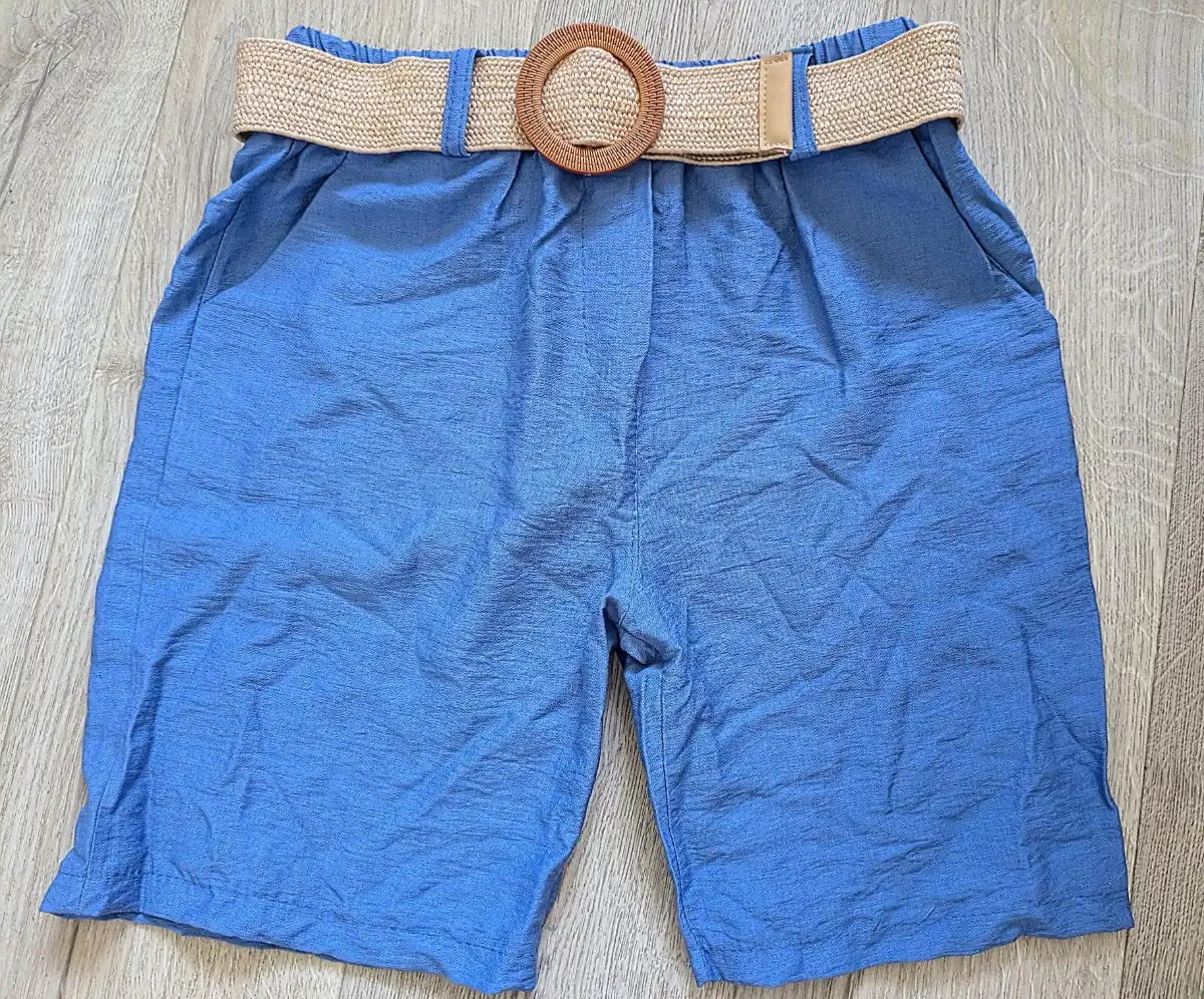 Italian size 10 powder blue shorts with belt