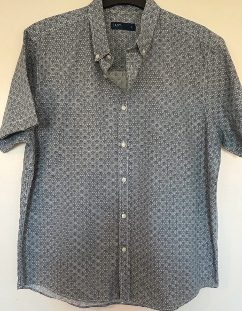 EASY Blue & Grey Short Sleeve Shirt - Size L