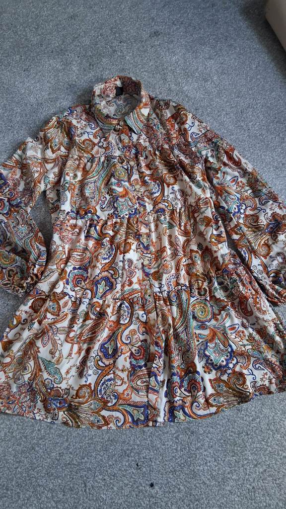 Shein Paisley button up Dress, Size S