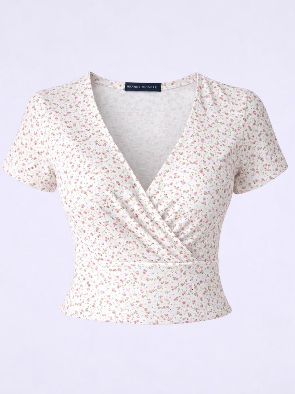 Brandy Melville Cute Cotton Crop Top Floral UK8