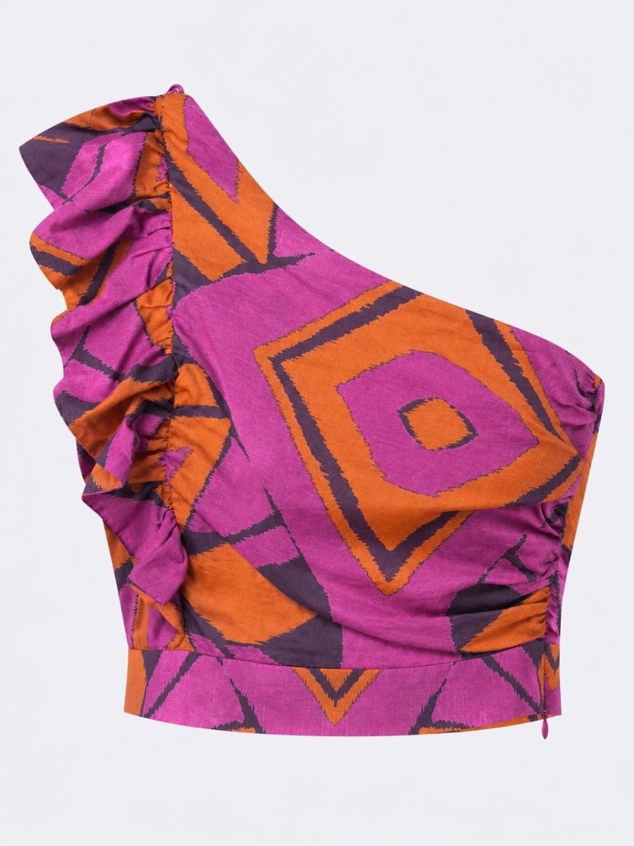 Zara Purple And Orange Crop Top UK8