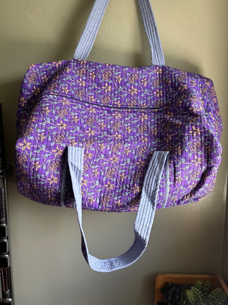 Stunning quilted patchwork holdall, handmade in India