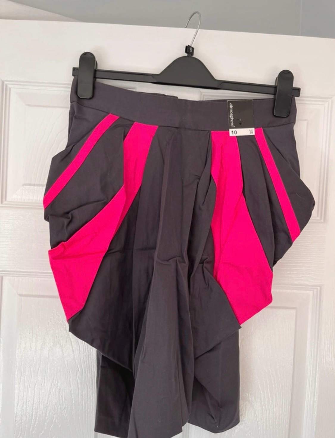 Primark Atmosphere Charcoal Grey & Hot Pink Panelled Mini Skirt Y2K Size 10 NWT