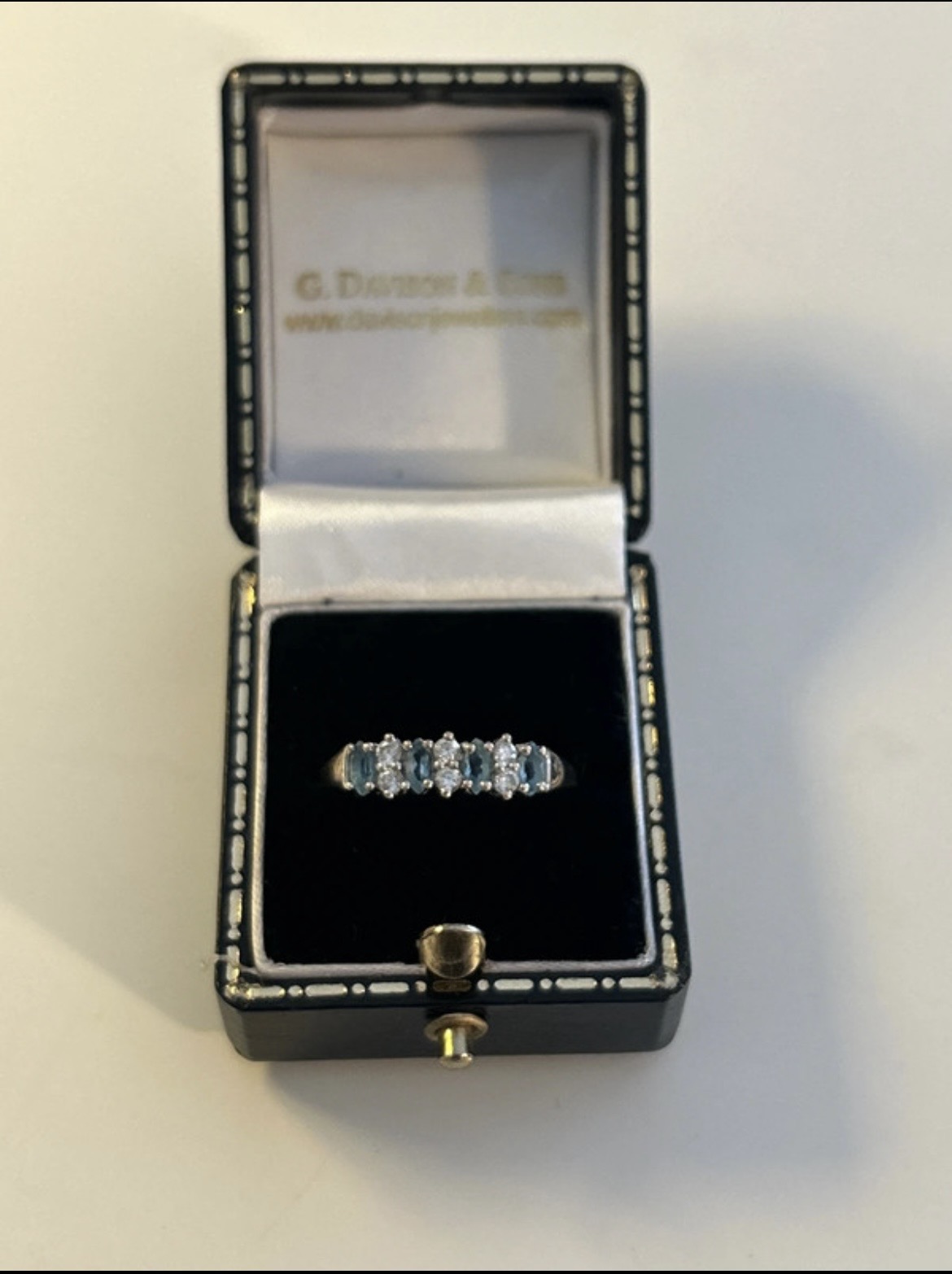 9ct fully hallmarked topaz half eternity ring