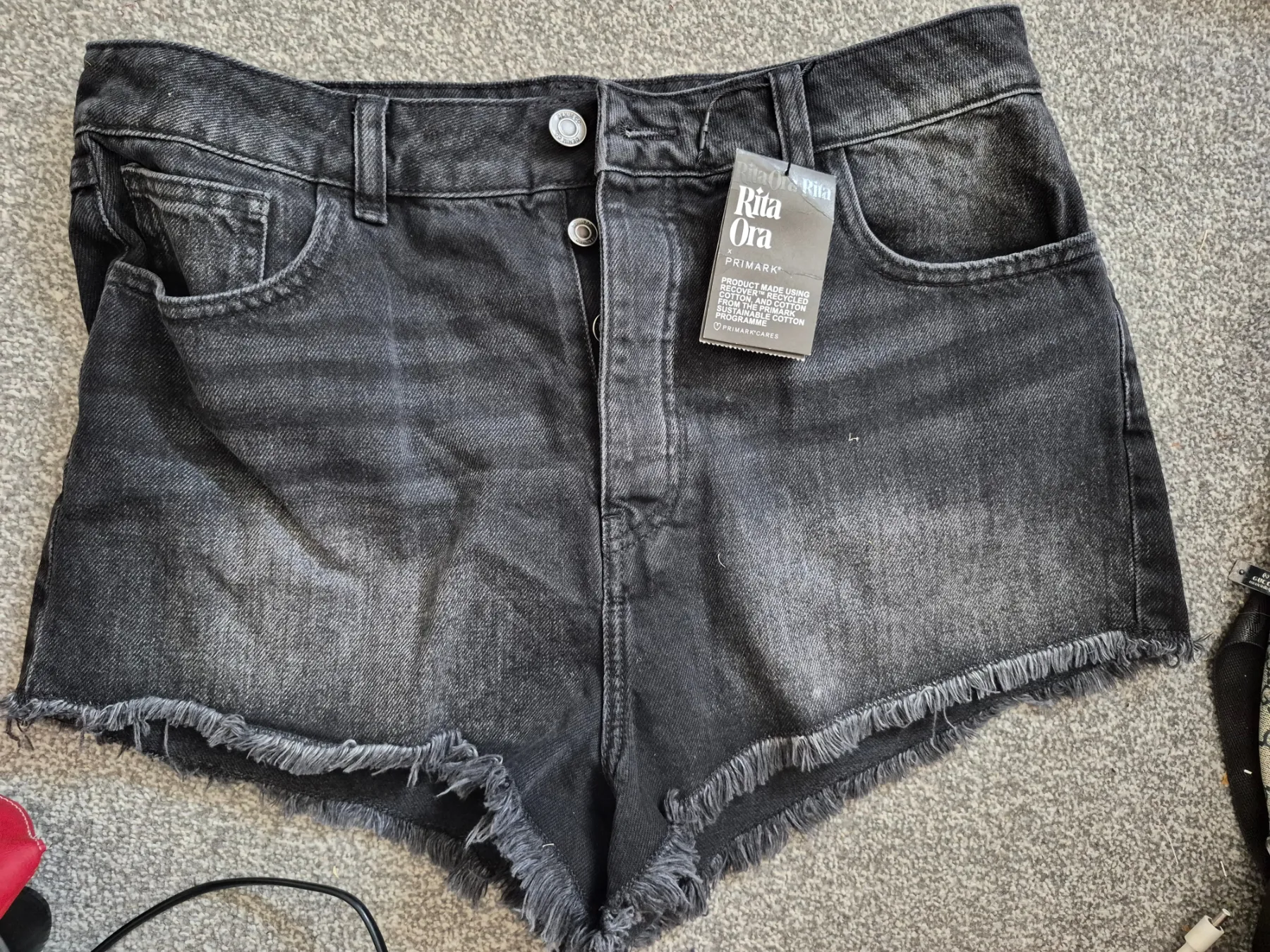 Ladies Rita Ora black denim shorts uk 16 bnwt