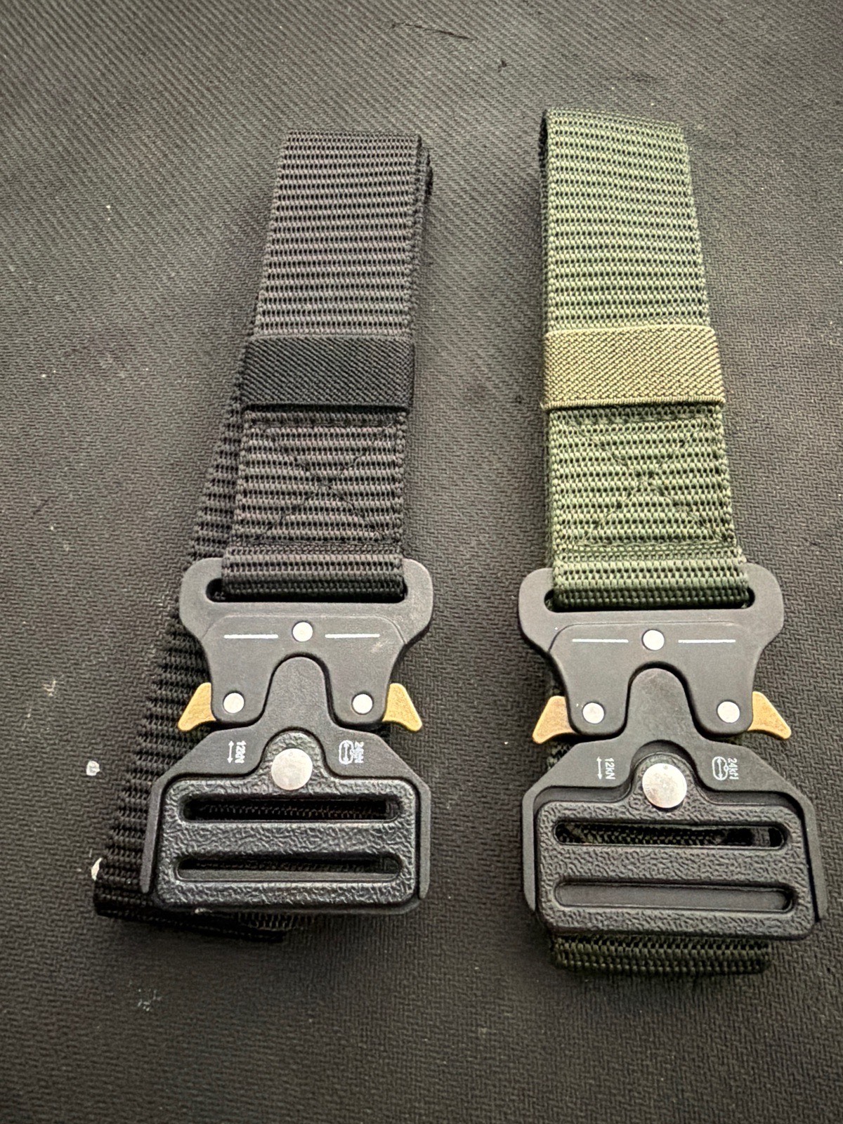 2 pcs Adjustable  Quick Release Nylon Belt – Black / Olive Green:120-125 cm