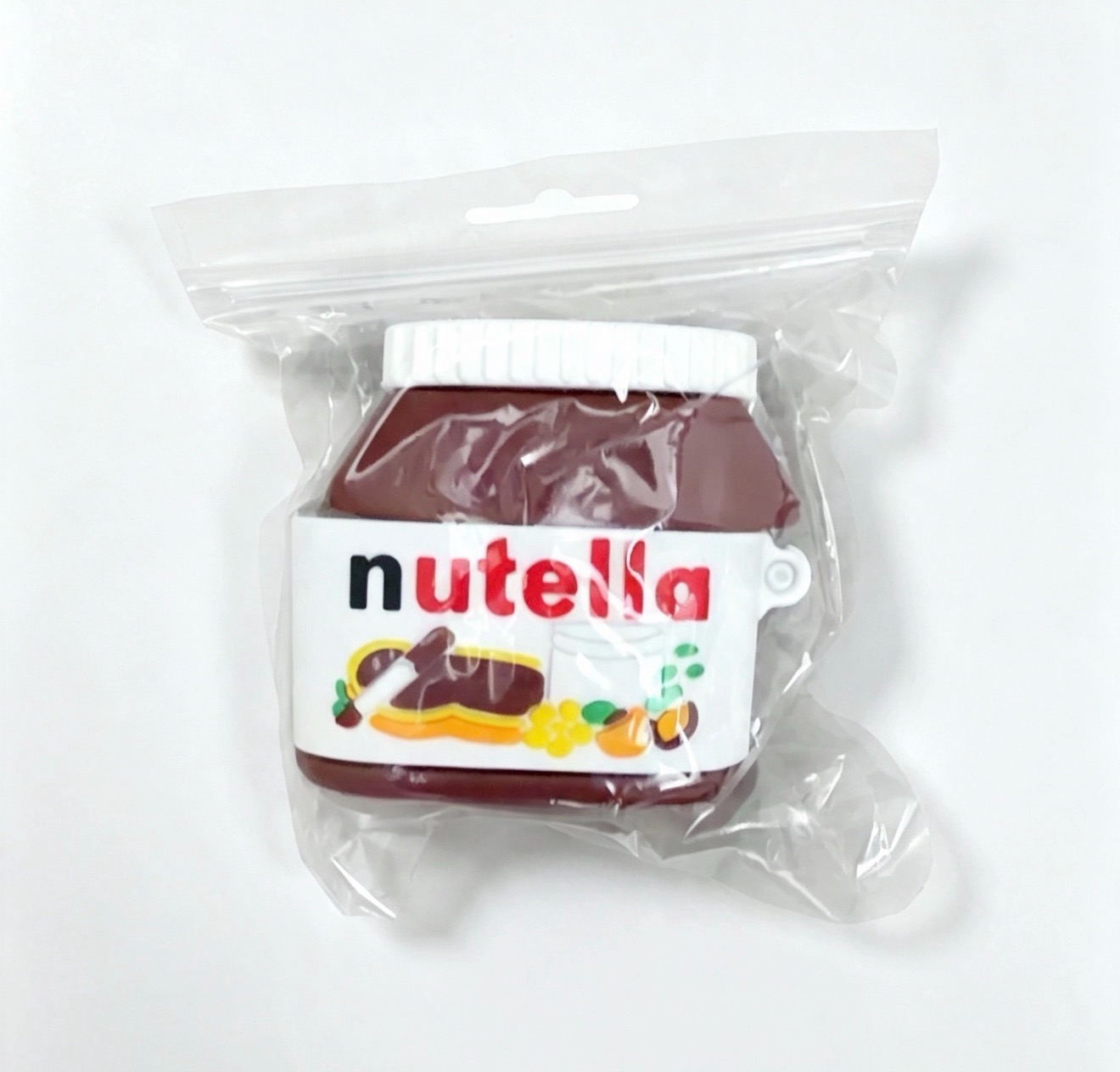 Nutella Hazelnut Chocolate Jar Silicone AirPods Case - Funny Novelty Food Case with Keyring