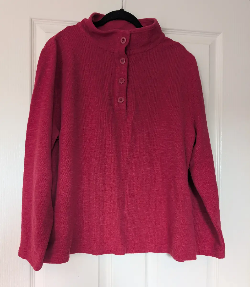 Seasalt Cornwall 'Last Boat' Organic Cotton Henley Sweatshirt - Berry Pink - UK 16