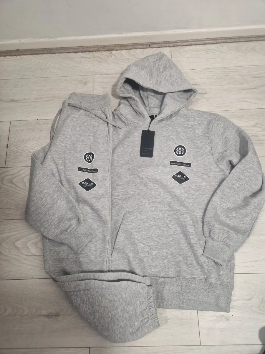 Mens Closure London Grey Full Tracksuit Size Small
