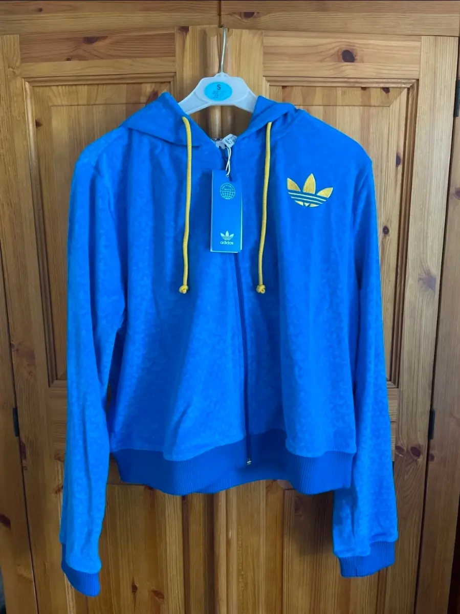 Adidas Originals Velour Cropped Hoodie Size 12