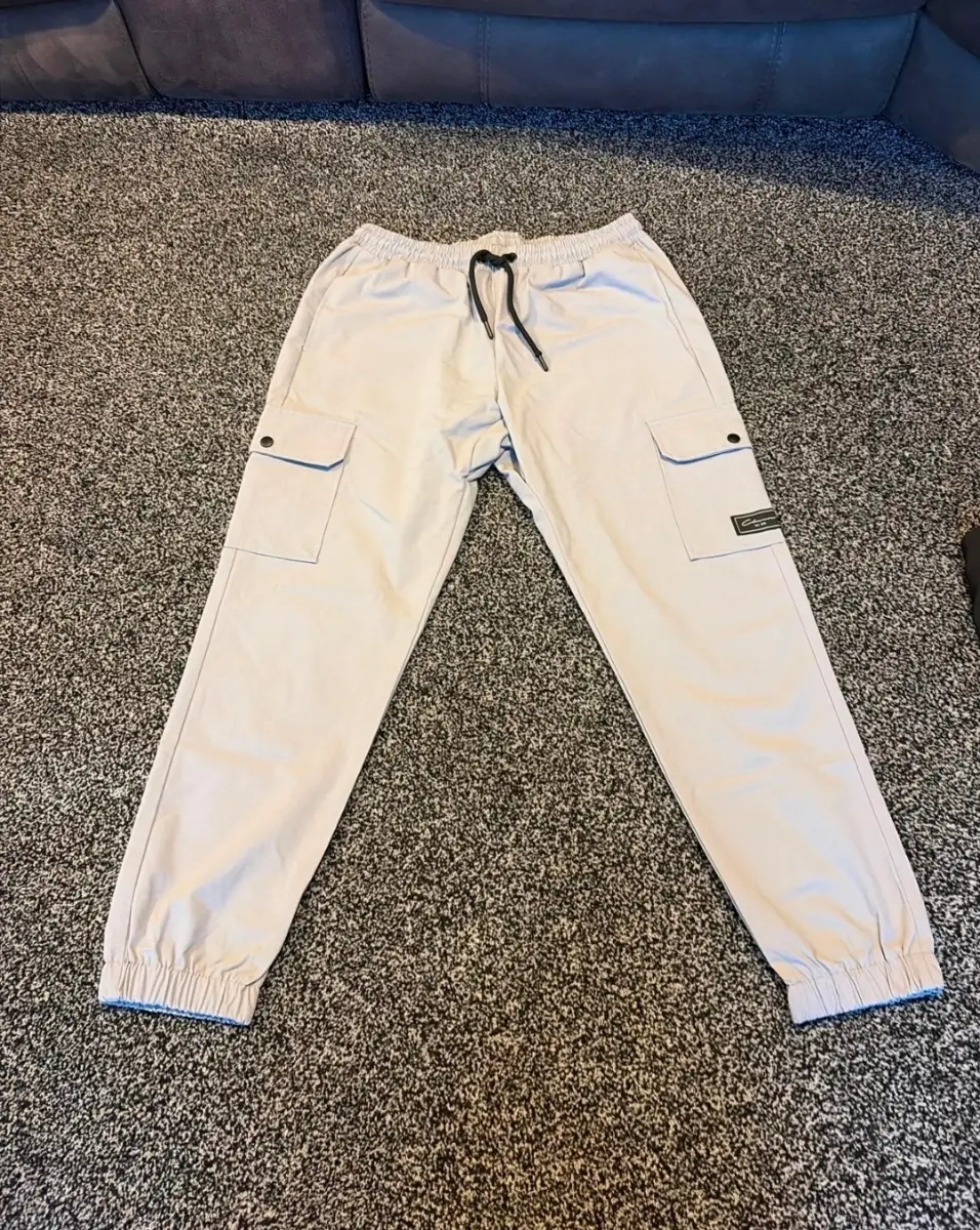 Mens Ice Grey Closure LDN Trousers Size Large