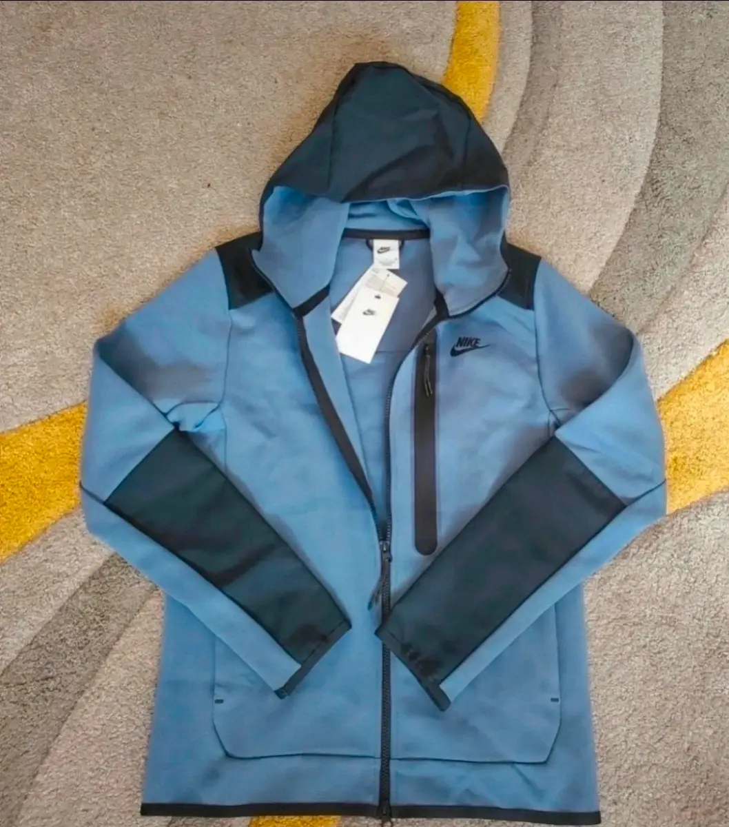 Mens nike tech fleece blue woven hoodie size small