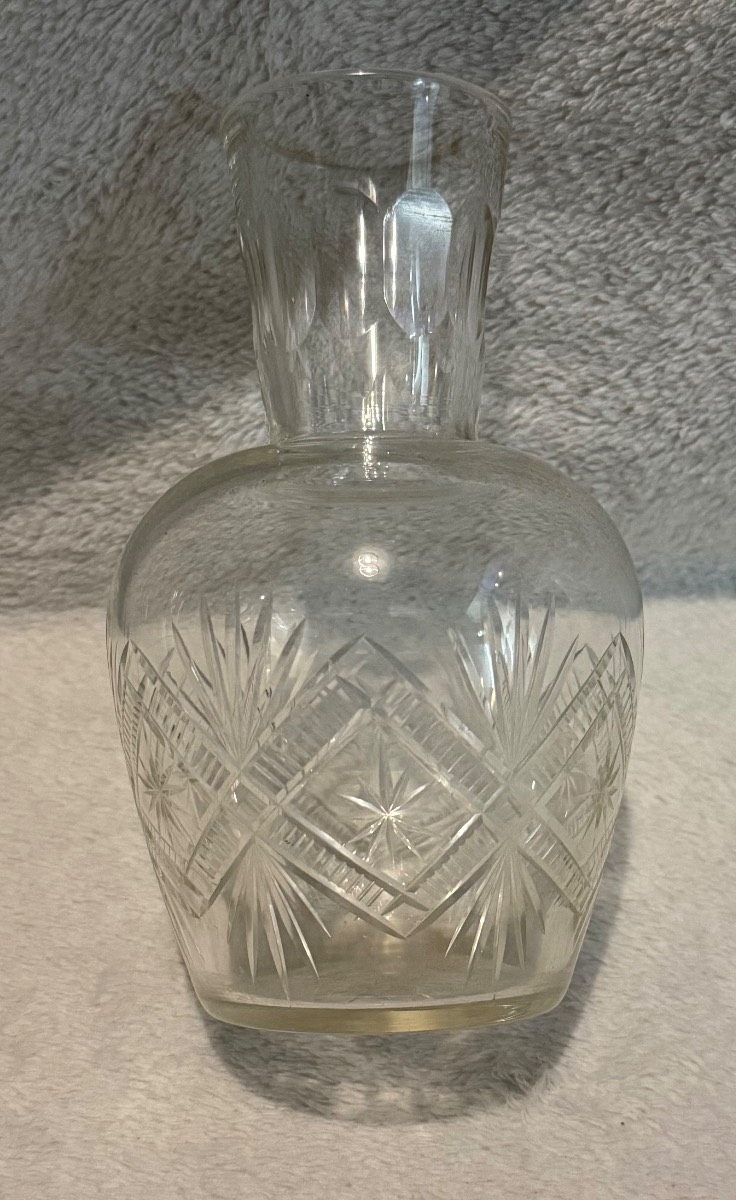 Hand Cut Crystal Vase- 7” Pinwheel & Starburst Design- Clear