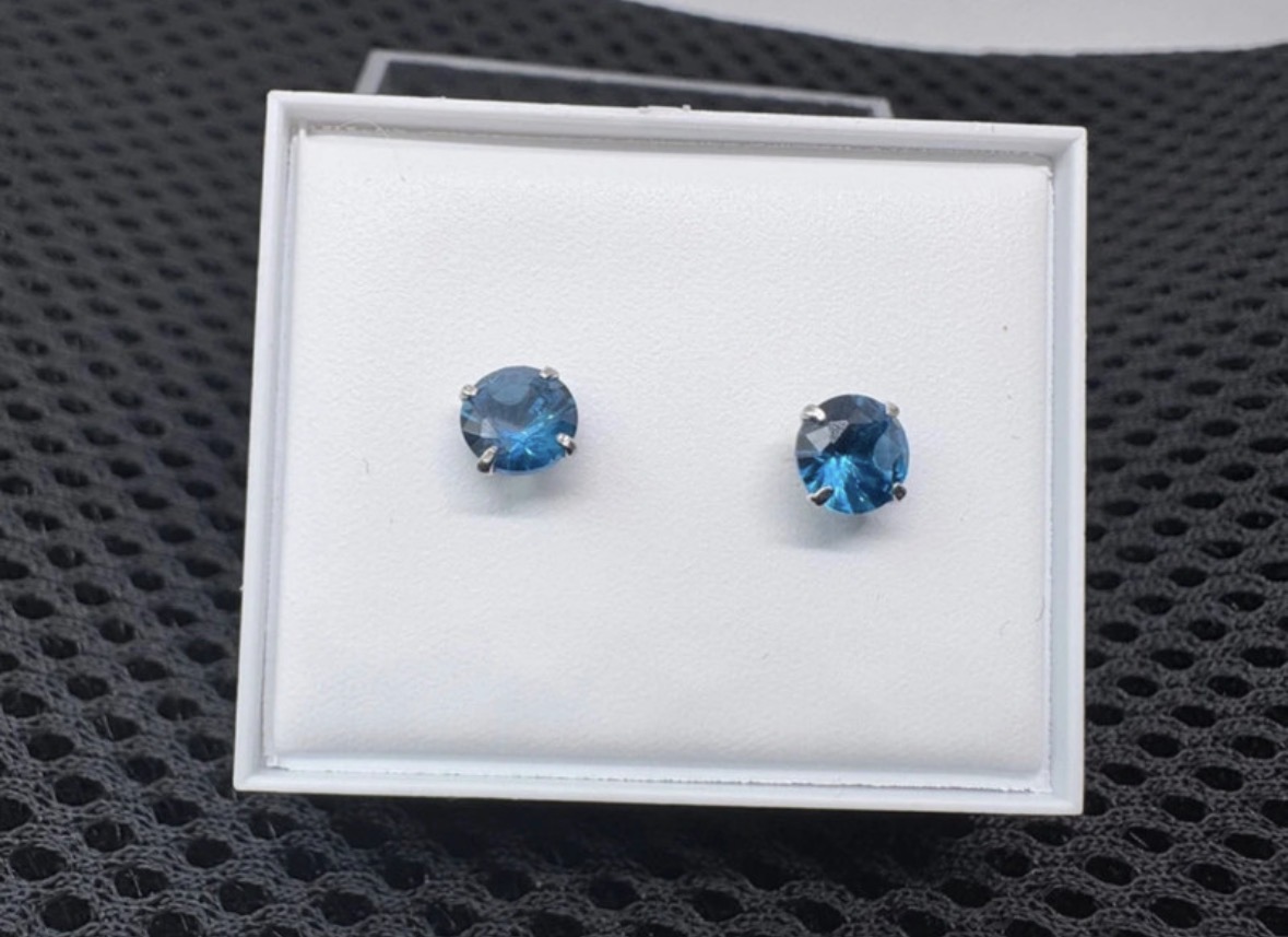 925 silver blue diamante earrings. New in box.