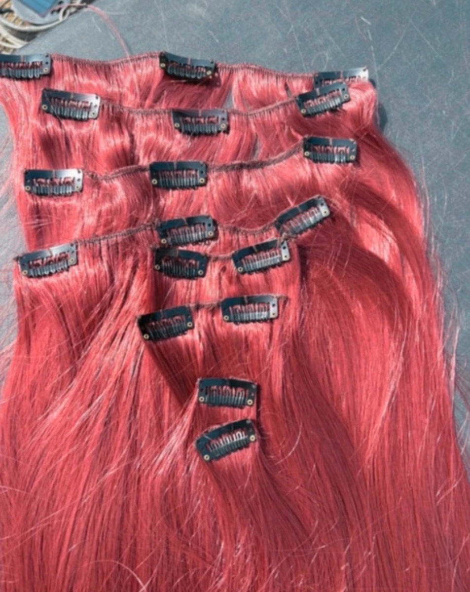 Hair Extension intensive red Clip In Long red Straight 22" eight piece synthetic hair. New