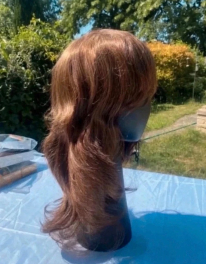 Wig long brown synthetic new with tag information on tag BW0074 wig c 12/27126underlay#4