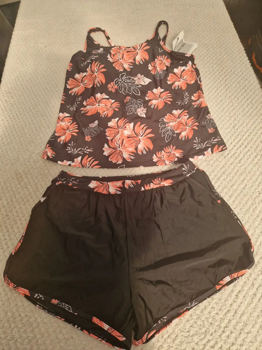 orange black tankini