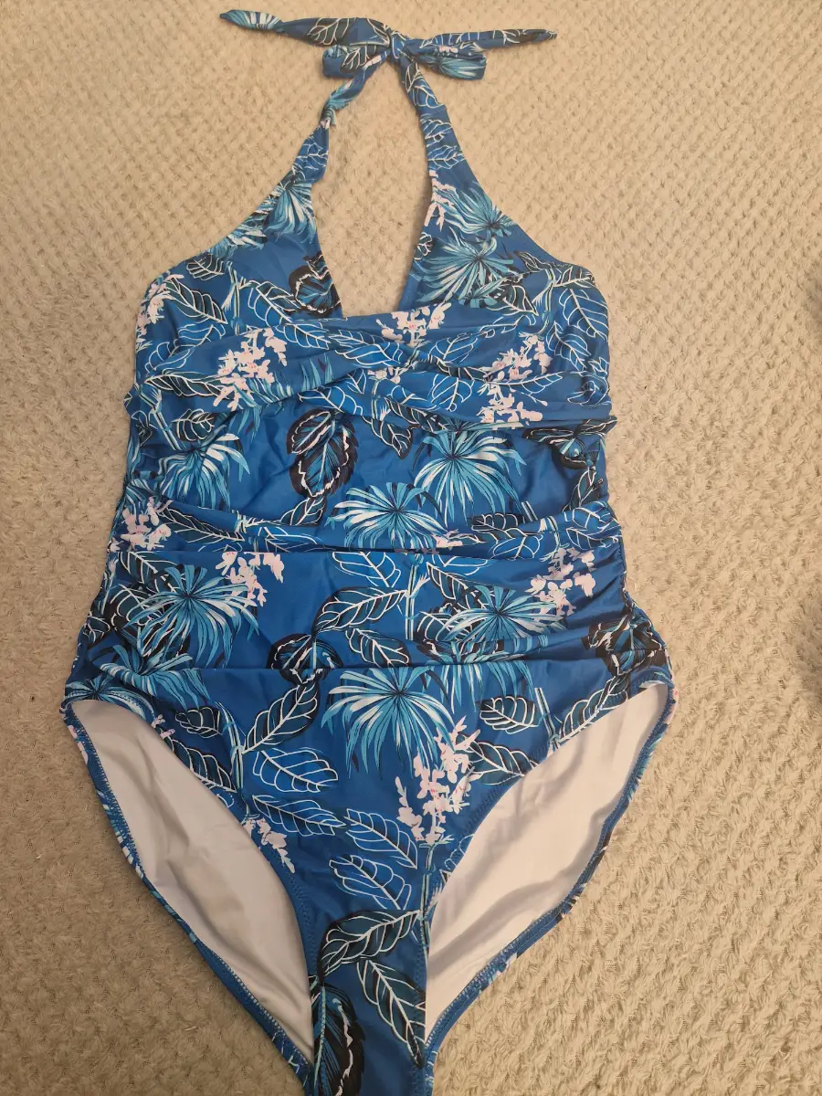 blue white swimming costume