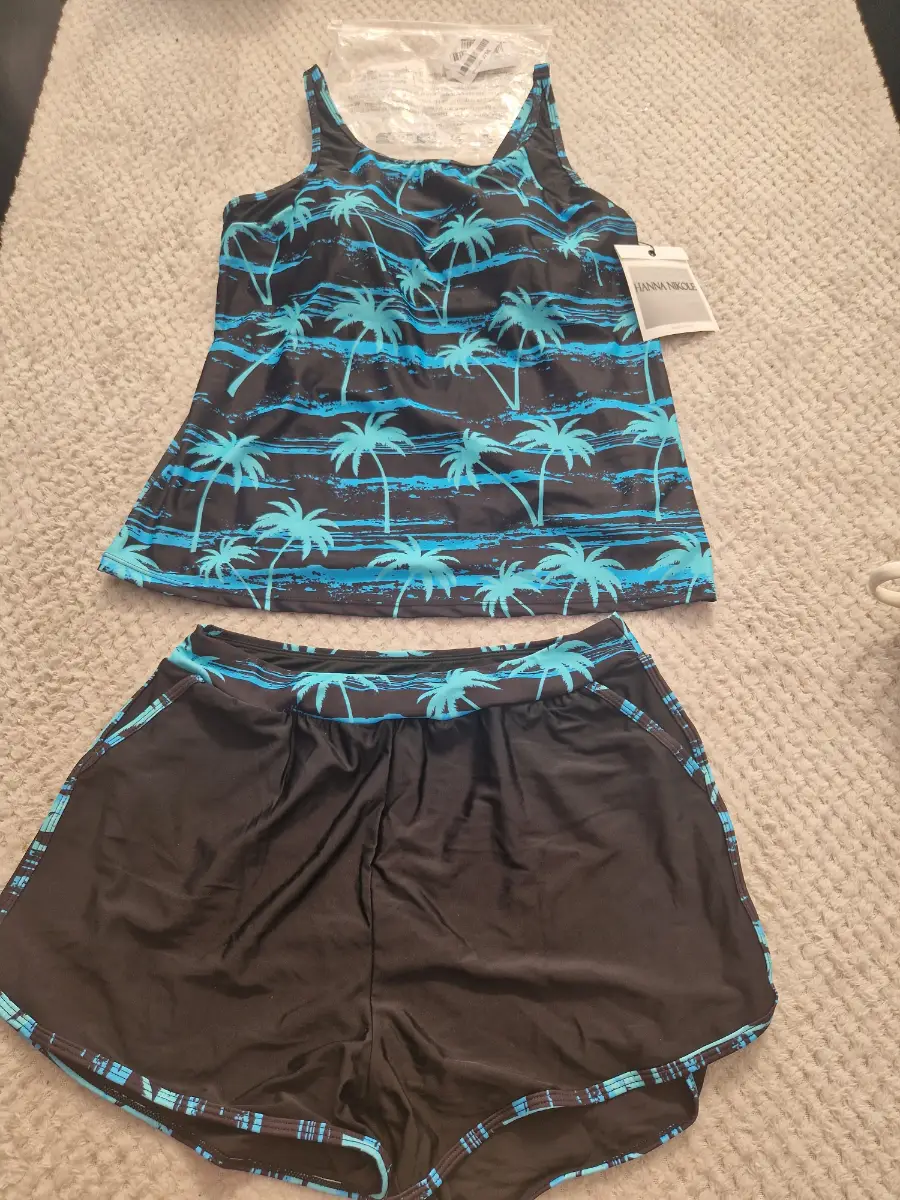 blue black tankini