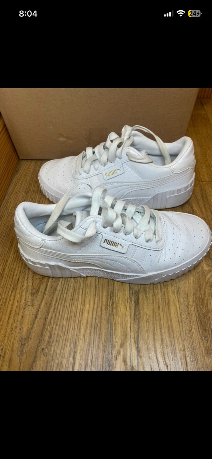 Puma White Leather Trainers - UK 4