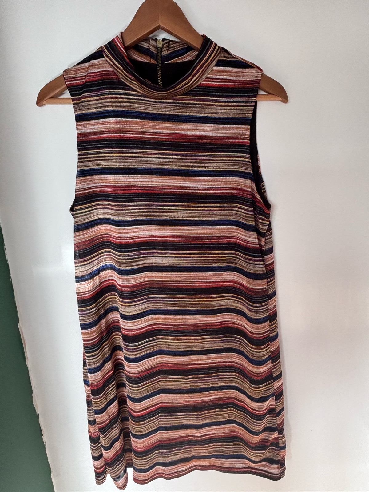 New Look size 14 multicoloured stripy mini sleeveless dress