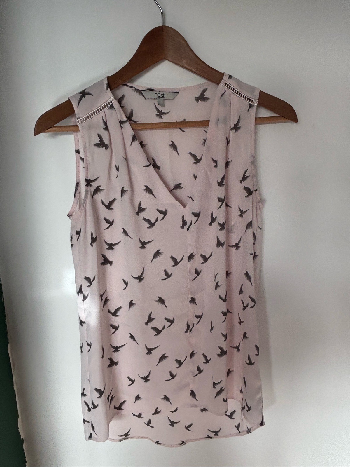 Next size 6 grey bird print vest top - summer holiday festival