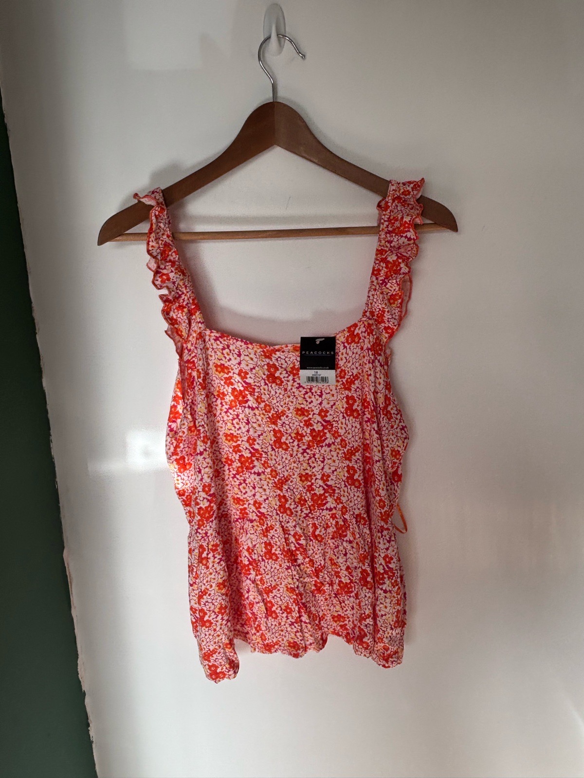 Peacocks size 18 orange and white floral cami top brand new with tags
