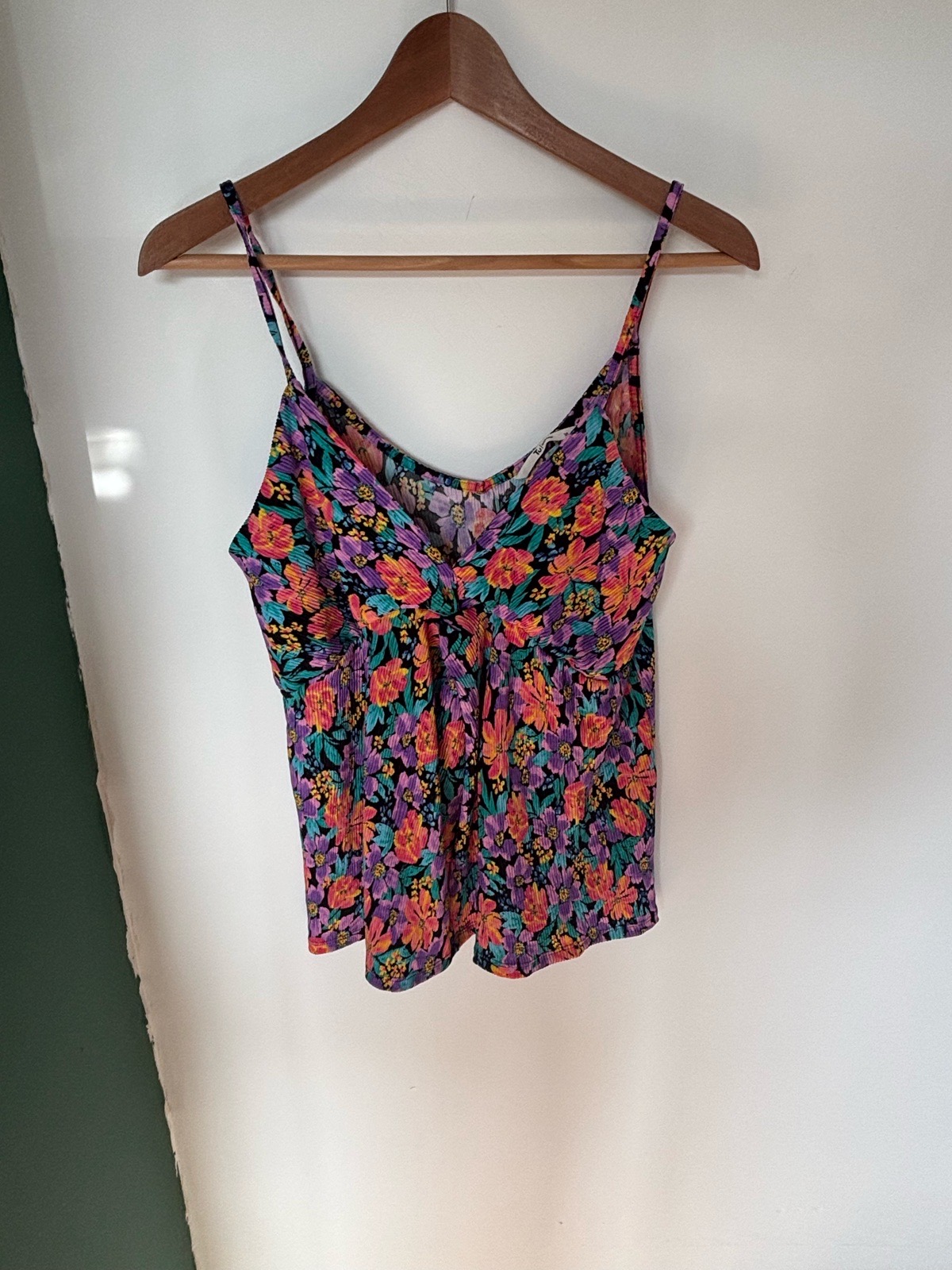 TU size 10 floral cami sleeveless top pink green purple black